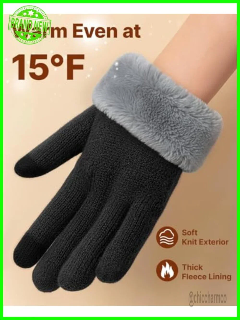 Winter Touchscreen Gloves – Thermal Wool Lining, Windproof for Driving Texting